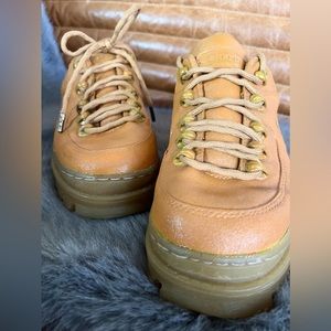 RARE Vintage 90s Jammers Gum Sole Lug Sole Mules Skechers Y2K Caramel Mustard 9
